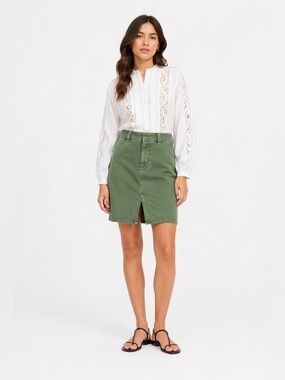 Madewell Utility Skirt Green 14 NWT Cotton Front Slit Coastal Casual Preppy Work